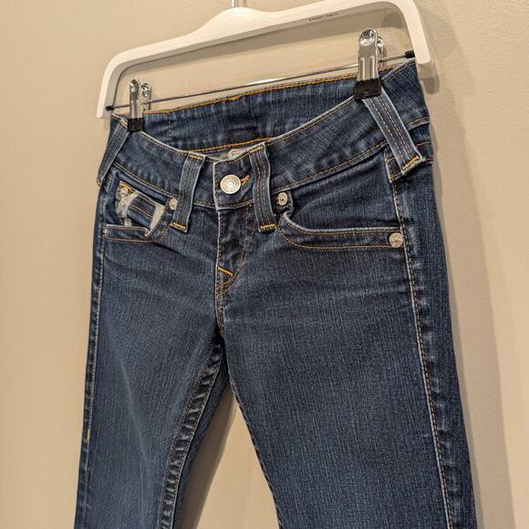 True Religion Ankle Jeans Dark Wash LowRise Straight Leg Flap Pockets - Size 26 - Picture 3 of 9